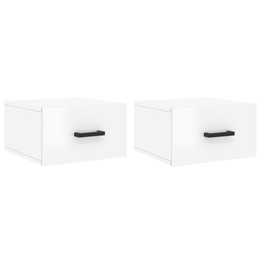 Tables de chevet murales 2 pcs blanc brillant 35x35x20 cm