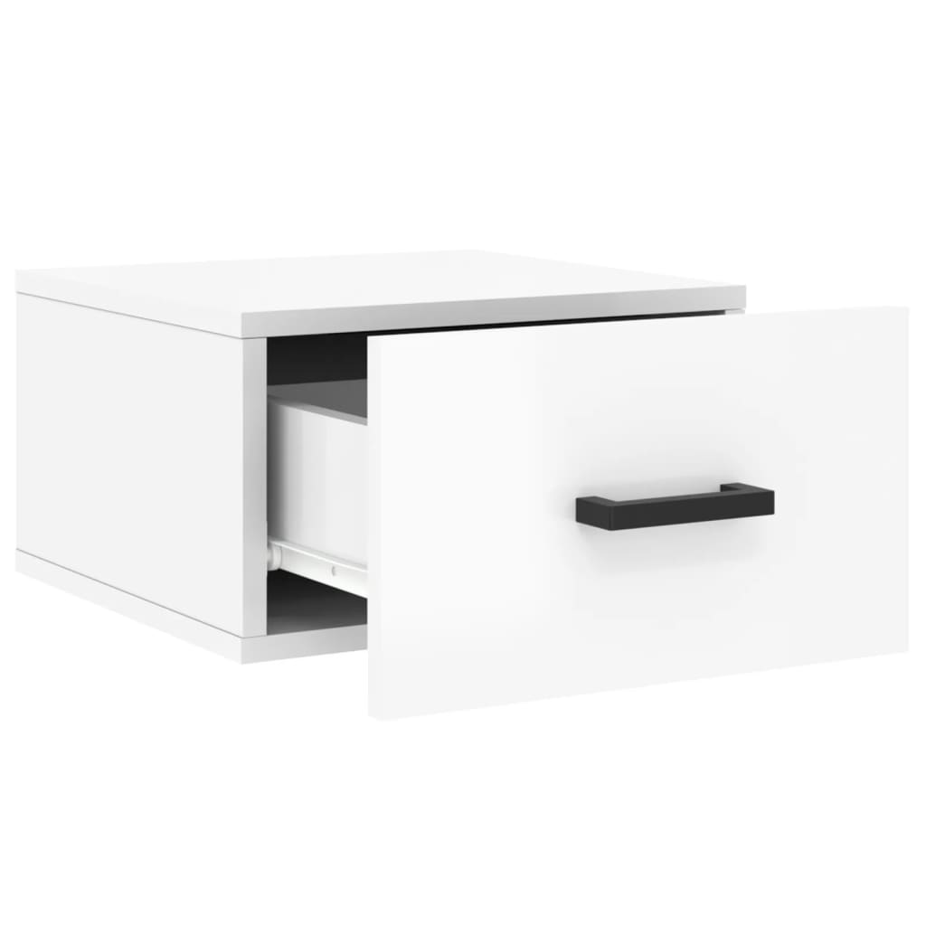 Tables de chevet murales 2 pcs blanc brillant 35x35x20 cm