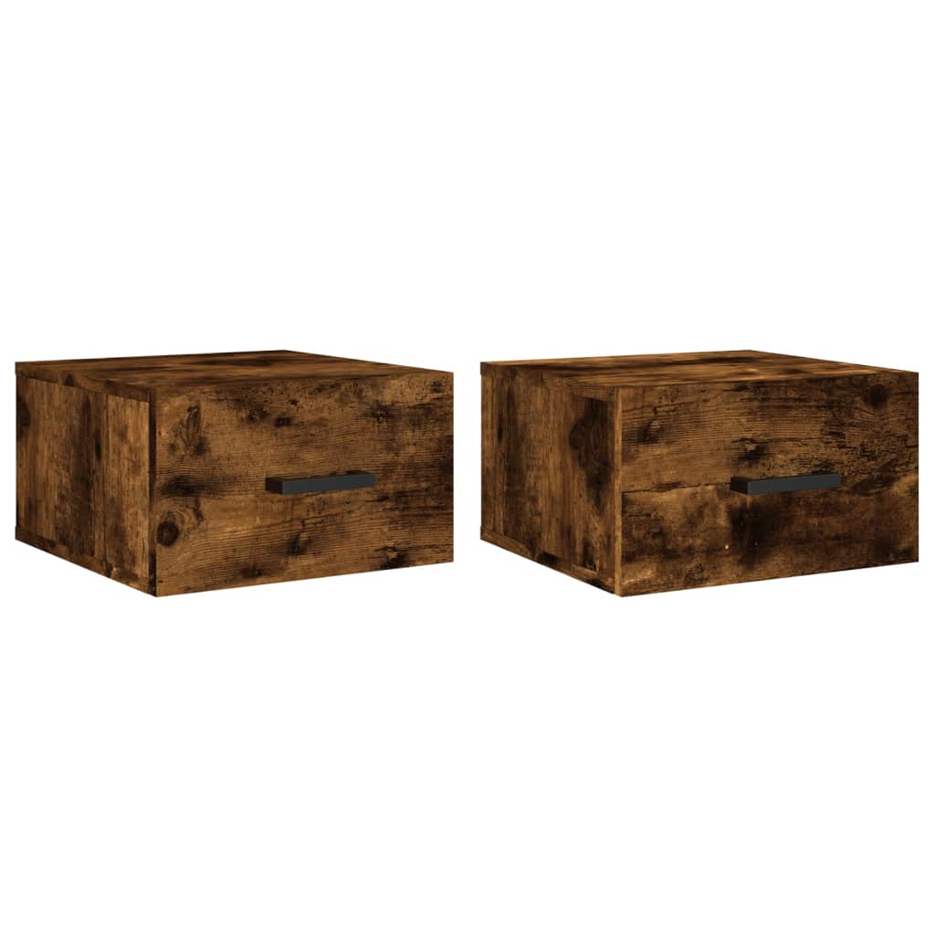 Tables de chevet murales 2 pcs chêne fumé 35x35x20 cm
