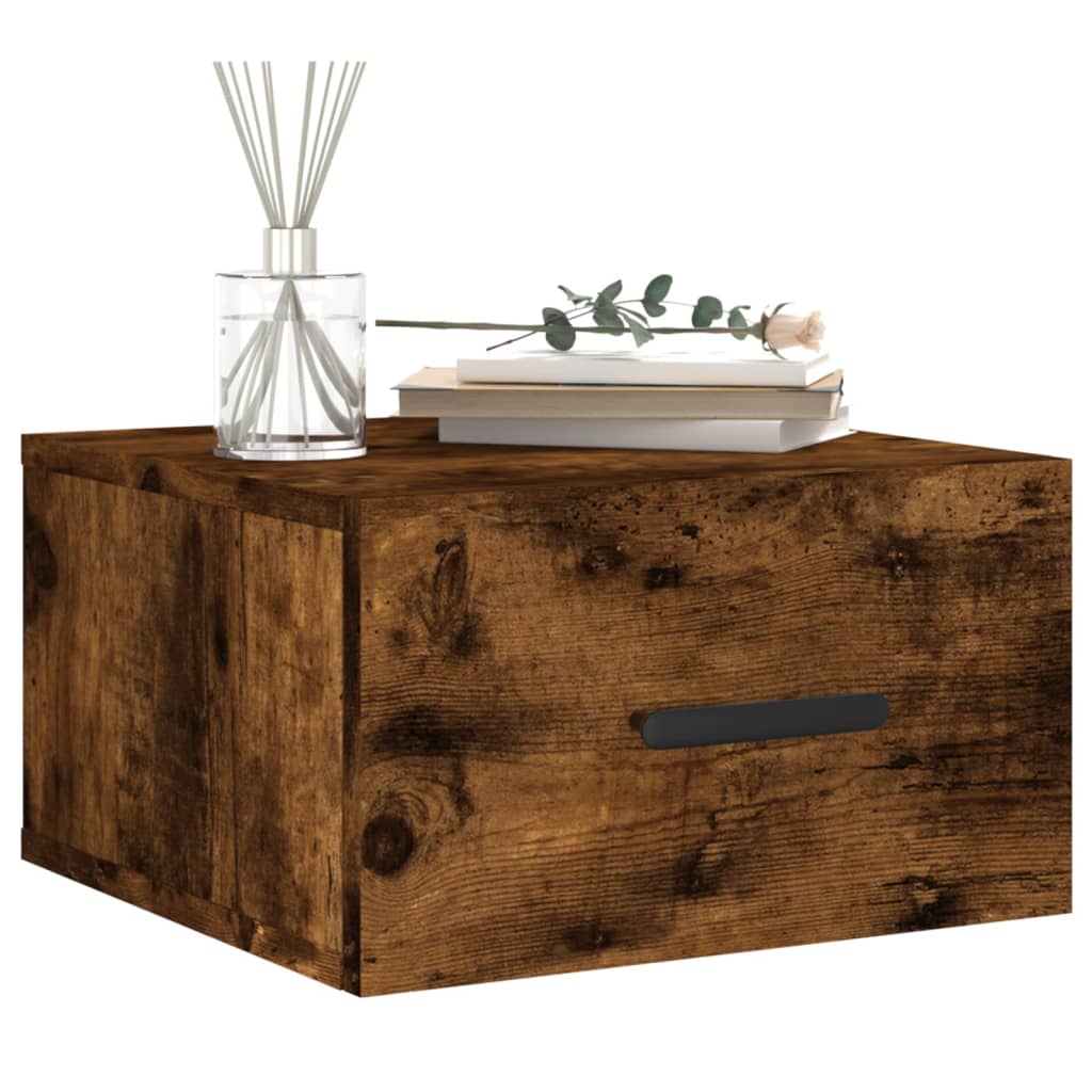 Table de chevet murale chêne fumé 35x35x20 cm - XIOS