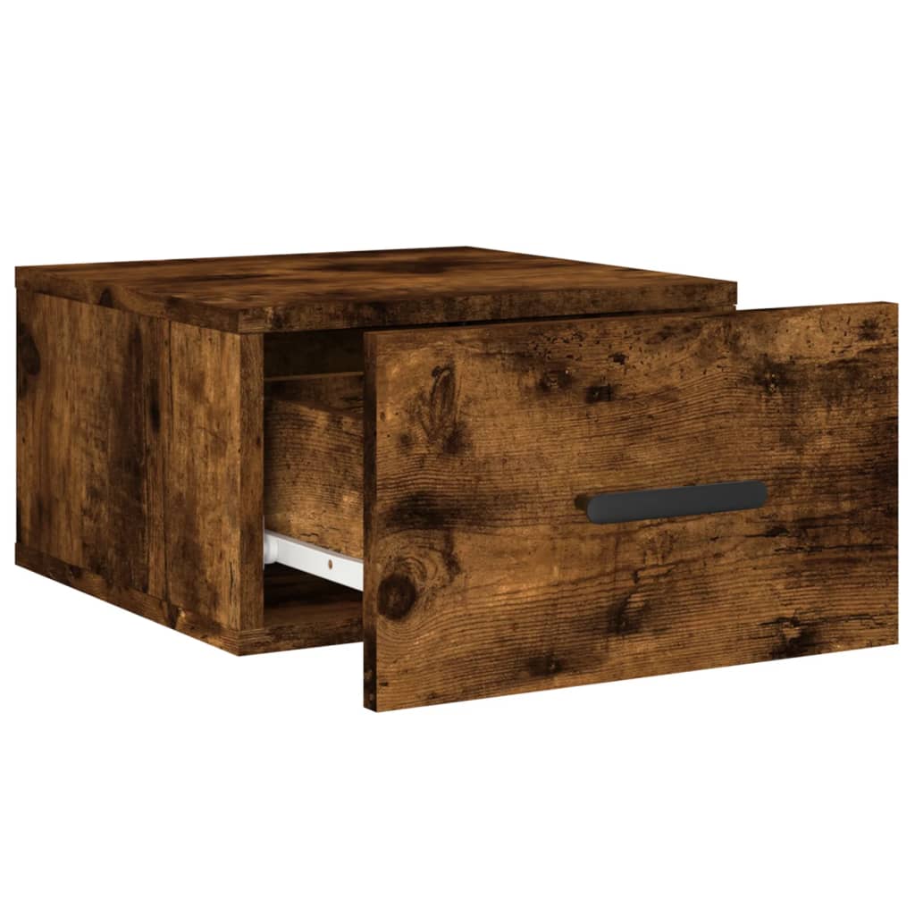 Table de chevet murale chêne fumé 35x35x20 cm - XIOS