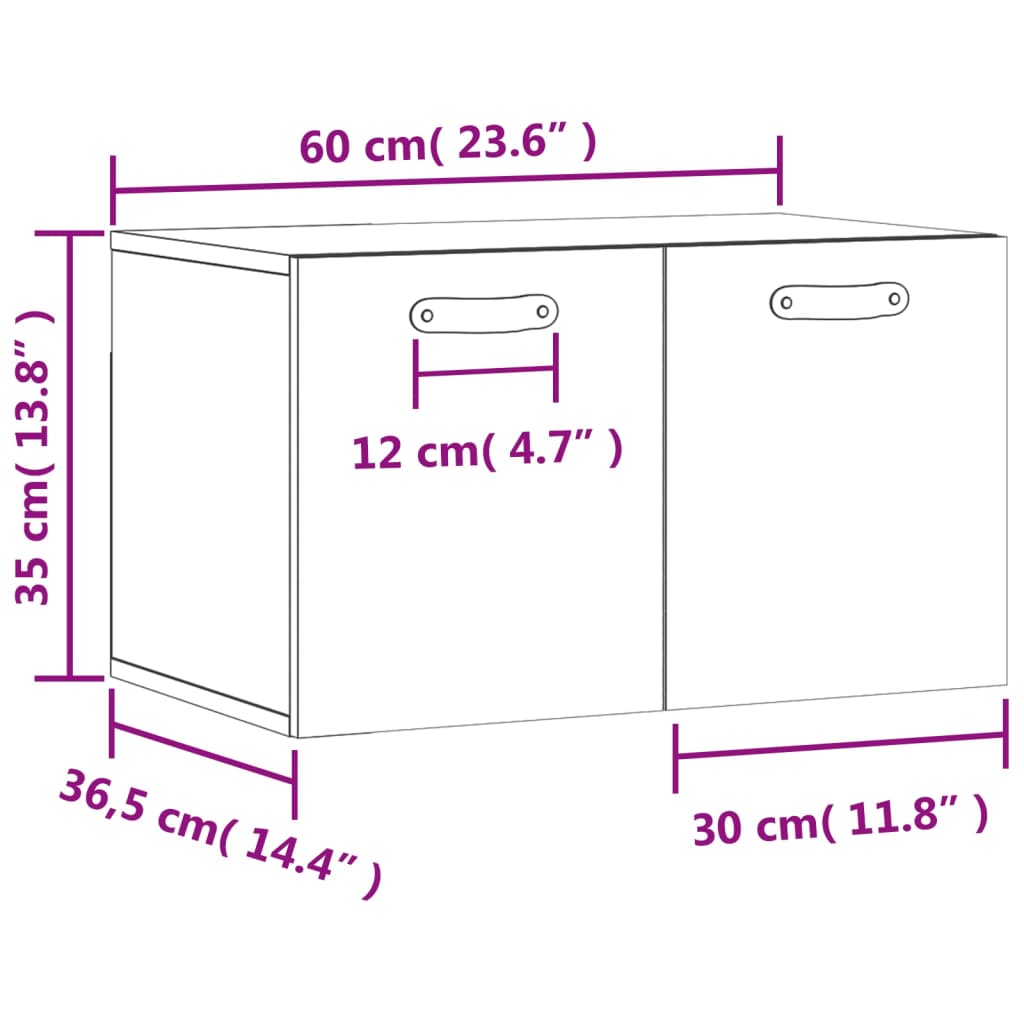 Armoire murale Sonoma gris 60x36,5x35 cm Bois d'ingénierie