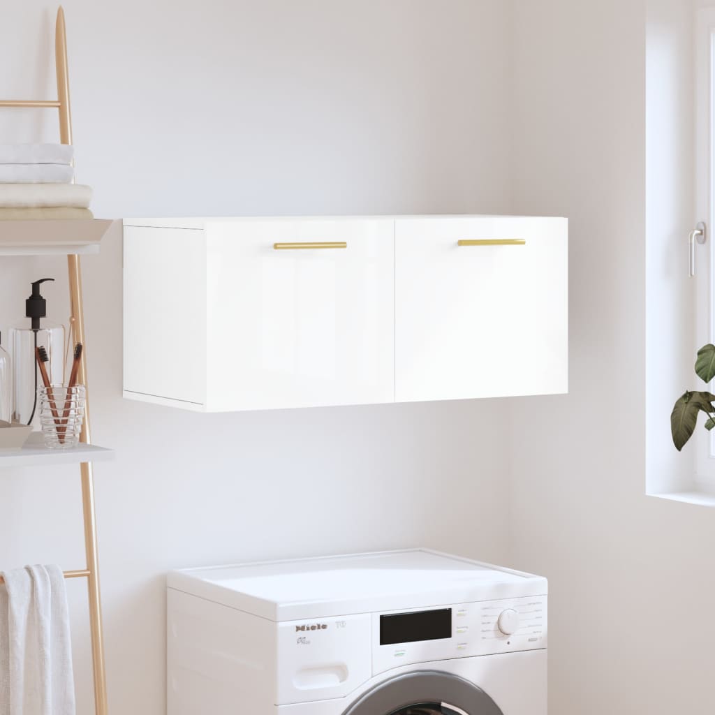 Armoire murale blanc brillant 80x36,5x35 cm bois d'ingénierie Casiers & armoires de rangement vidaXL