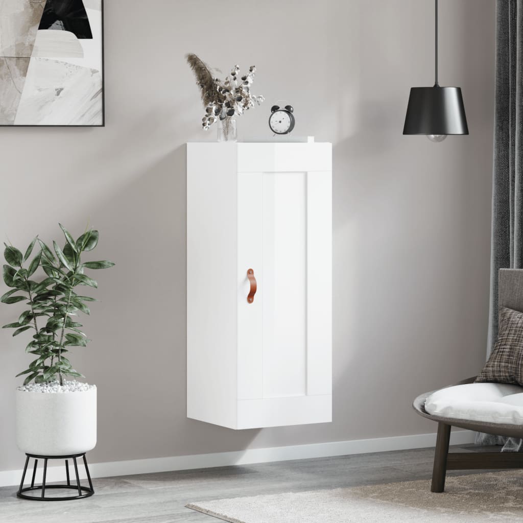 Armoire murale blanc brillant 34,5x34x90 cm bois d'ingénierie - XIOS