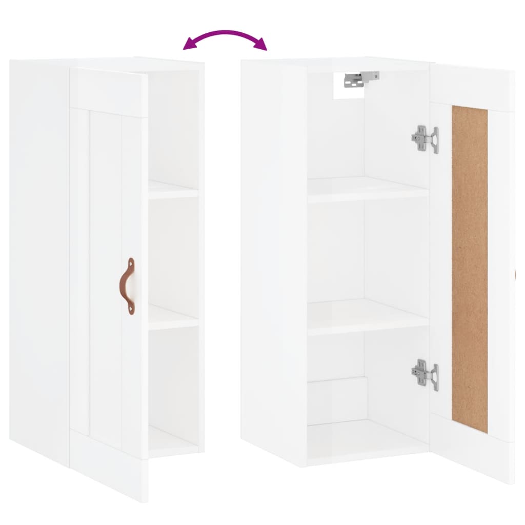 Armoire murale blanc brillant 34,5x34x90 cm bois d'ingénierie - XIOS
