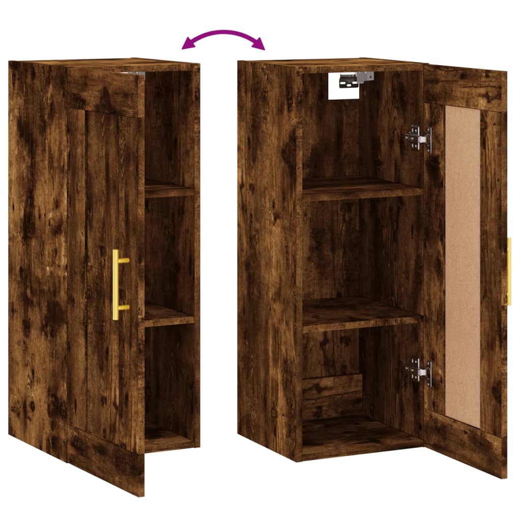 Armoire murale chêne fumé 34,5x34x90 cm bois d'ingénierie - XIOS