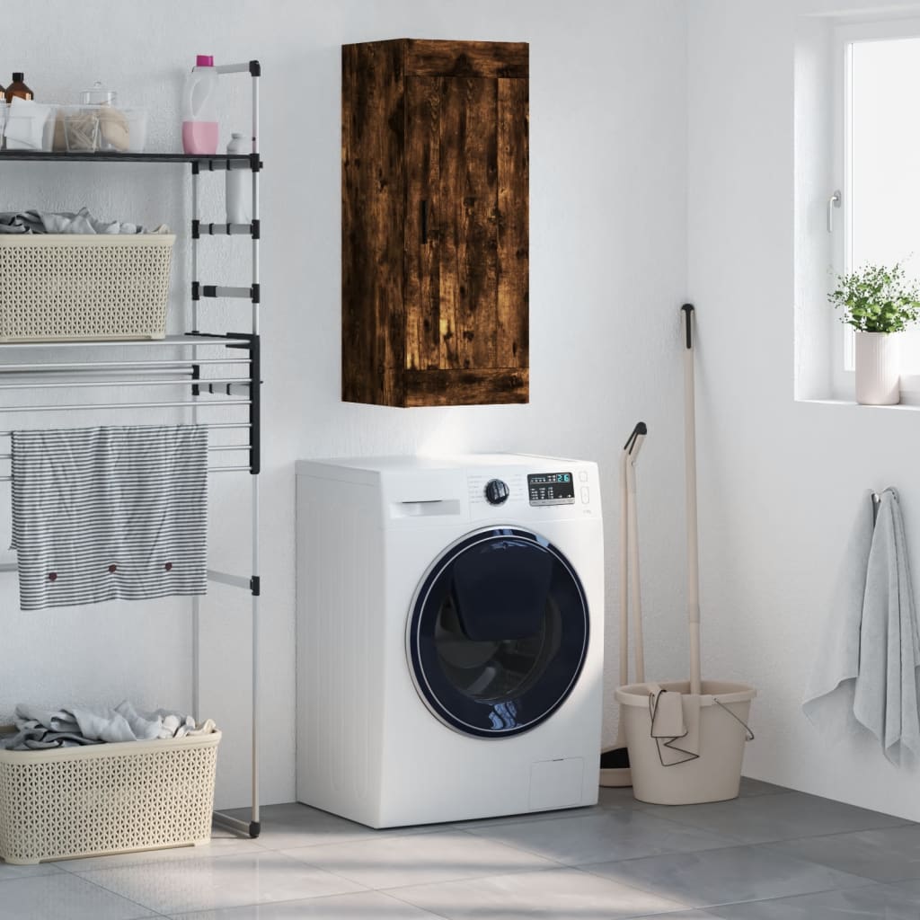 Armoire murale chêne fumé 34,5x34x90 cm bois d'ingénierie - XIOS