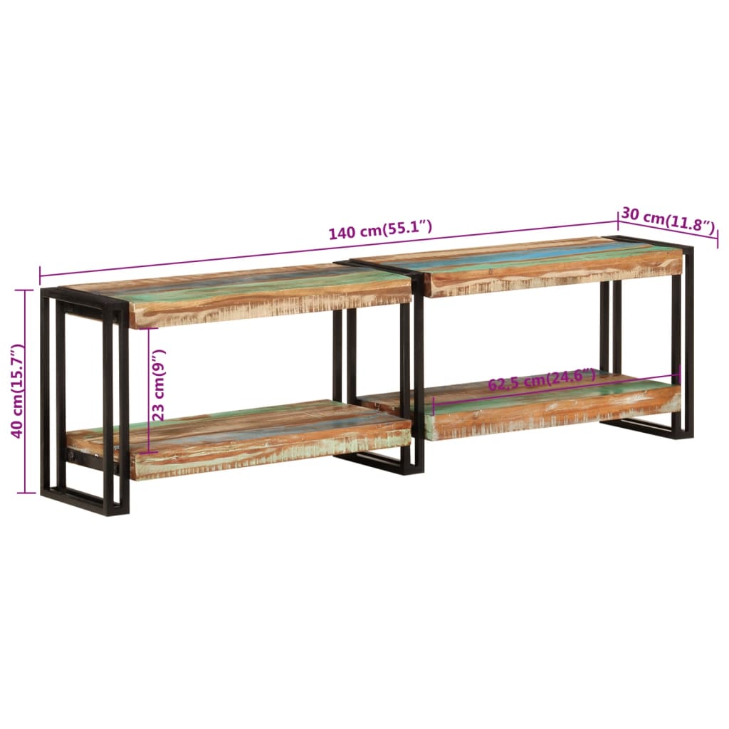 Meuble TV 140x30x40 cm bois massif de récupération Meubles TV vidaXL   