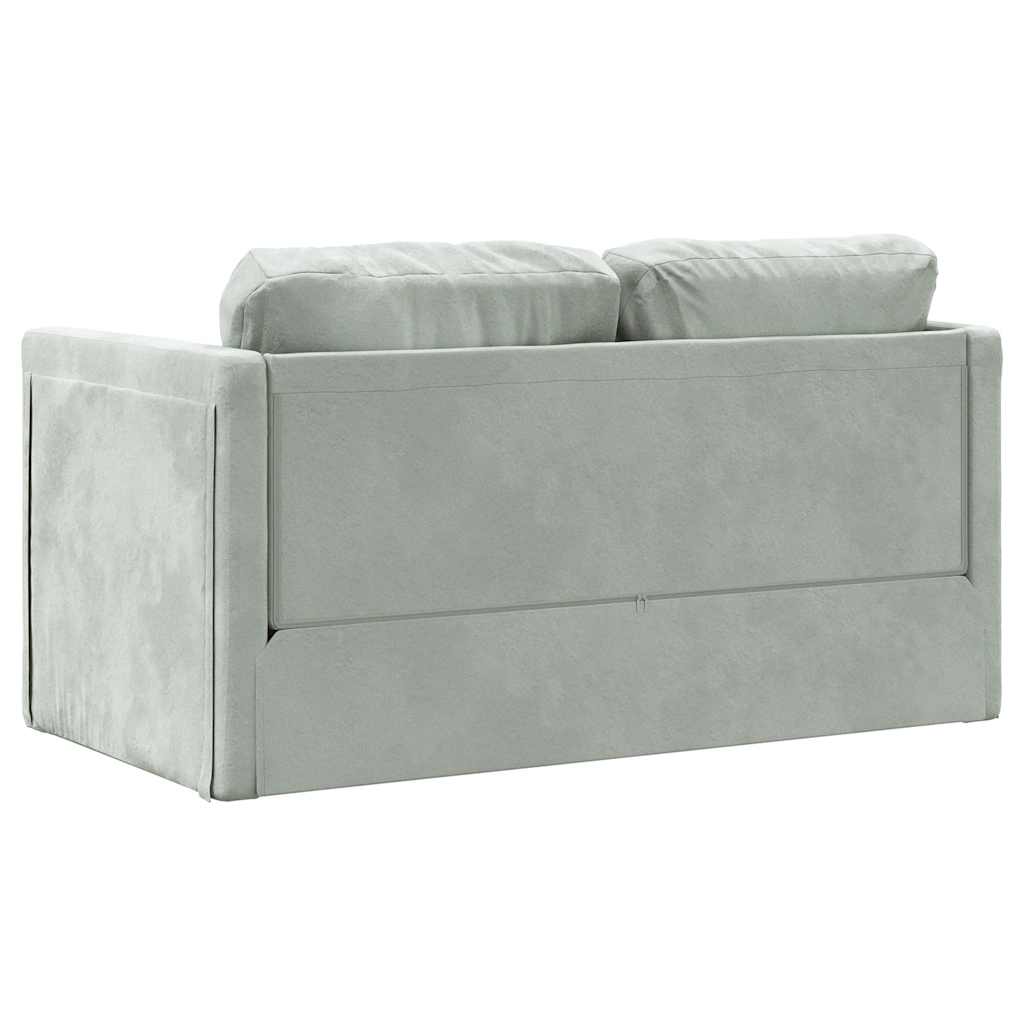 Canapé-lit 2 en 1 gris clair 122x204x55 cm velours - XIOS