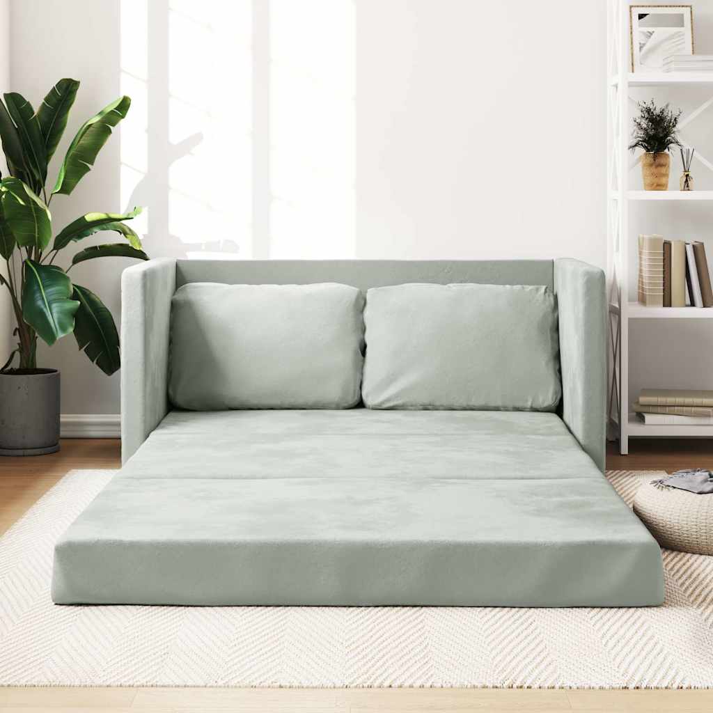 Canapé-lit 2 en 1 gris clair 122x204x55 cm velours - XIOS