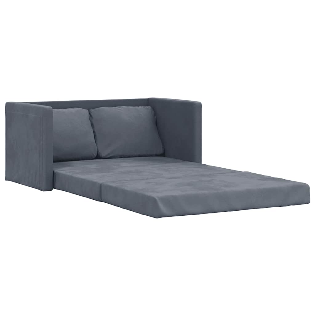 Canapé-lit 2 en 1 gris foncé 122x204x55 cm velours - XIOS