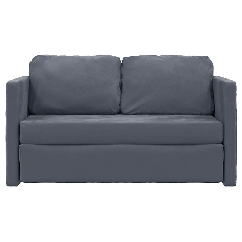 Canapé-lit 2 en 1 gris foncé 122x204x55 cm velours - XIOS