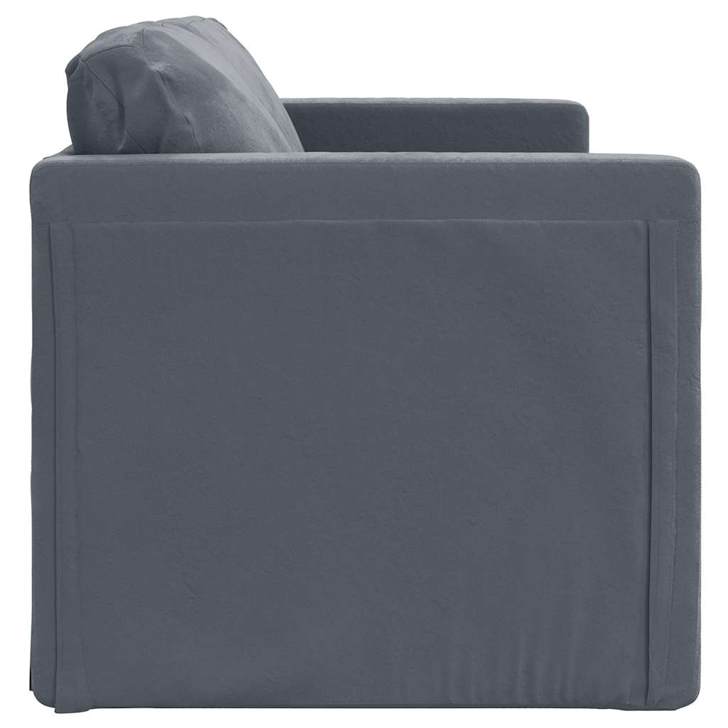 Canapé-lit 2 en 1 gris foncé 122x204x55 cm velours - XIOS