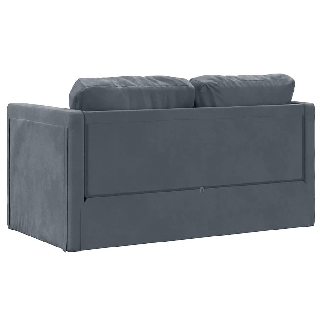 Canapé-lit 2 en 1 gris foncé 122x204x55 cm velours - XIOS