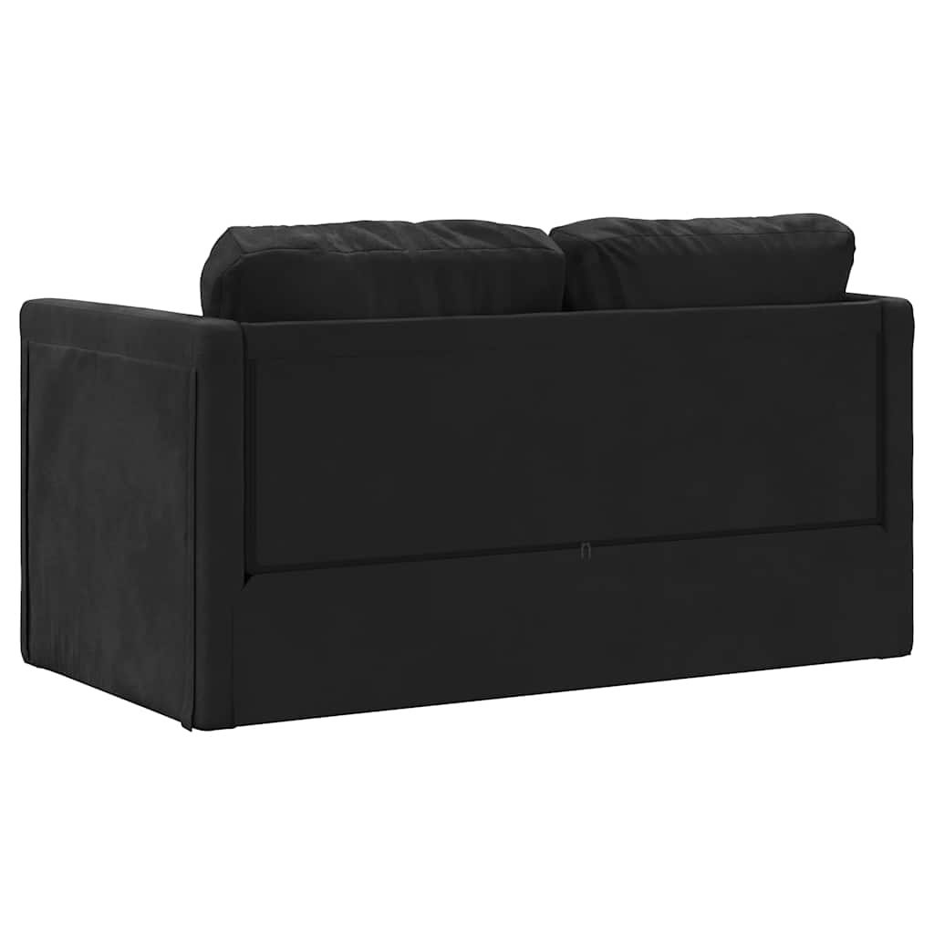Canapé-lit 2 en 1 noir 122x204x55 cm velours - XIOS