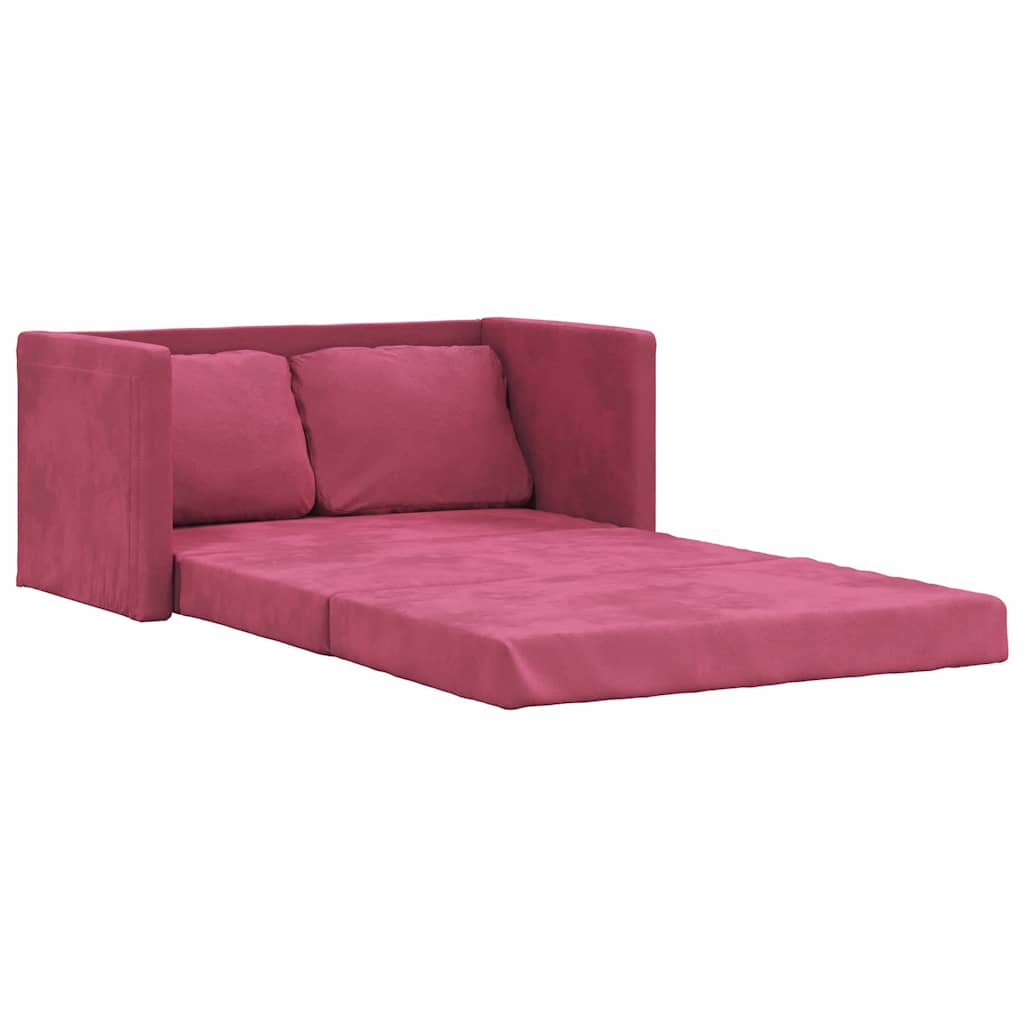 Canapé-lit 2 en 1 rouge bordeaux 122x204x55 cm velours - XIOS