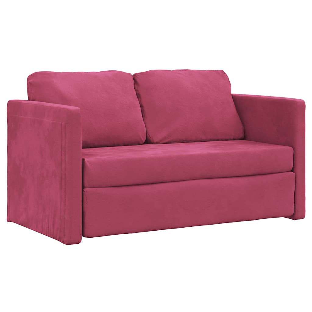 Canapé-lit 2 en 1 rouge bordeaux 122x204x55 cm velours - XIOS