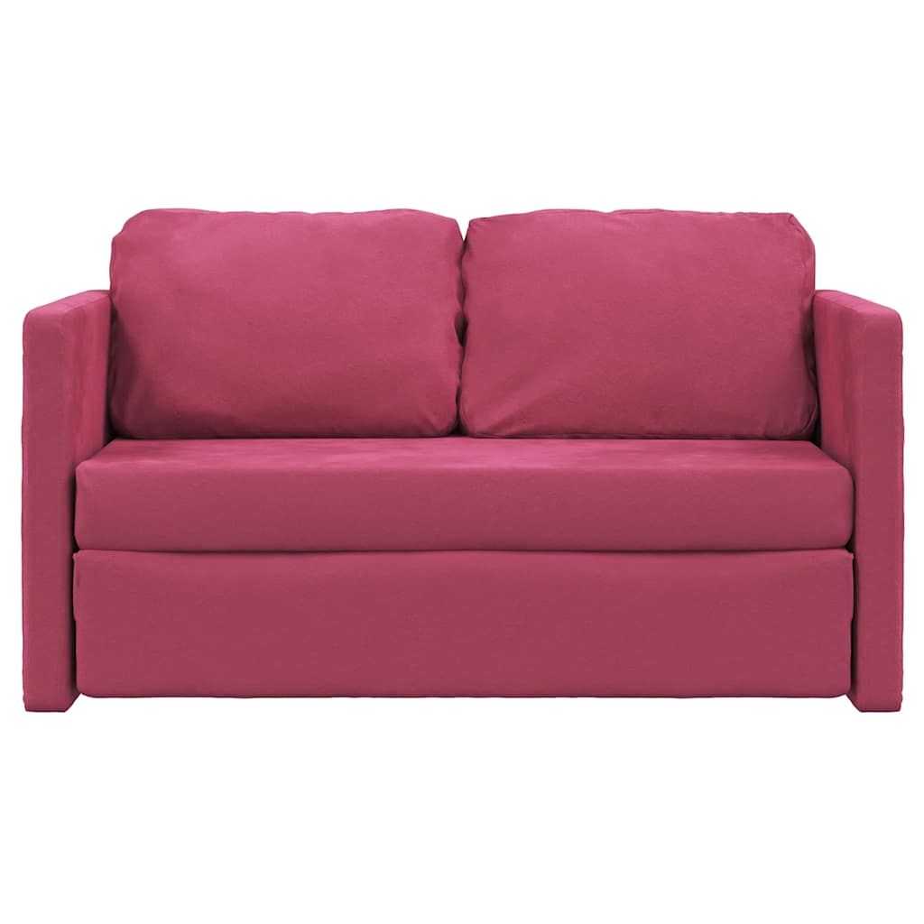 Canapé-lit 2 en 1 rouge bordeaux 122x204x55 cm velours - XIOS