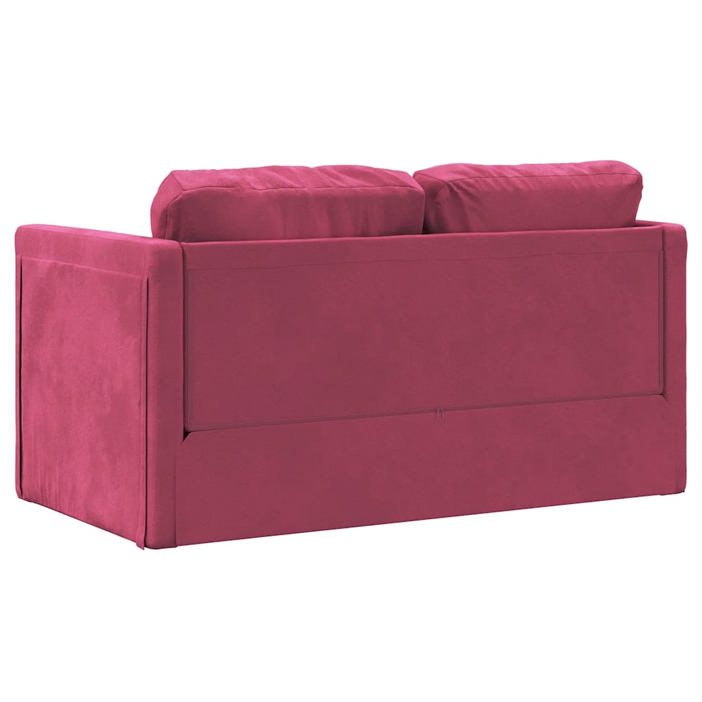 Canapé-lit 2 en 1 rouge bordeaux 122x204x55 cm velours - XIOS