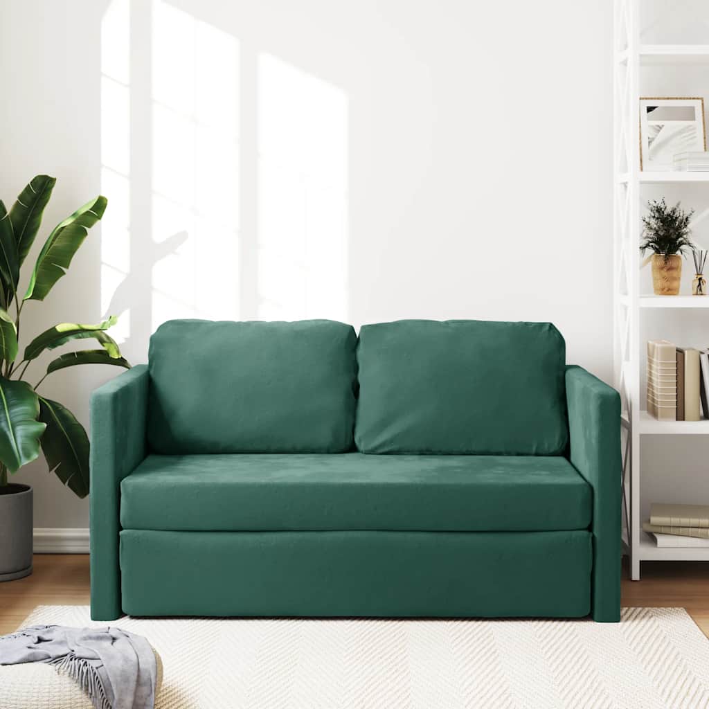 Canapé-lit 2 en 1 vert foncé 122x204x55 cm velours - XIOS
