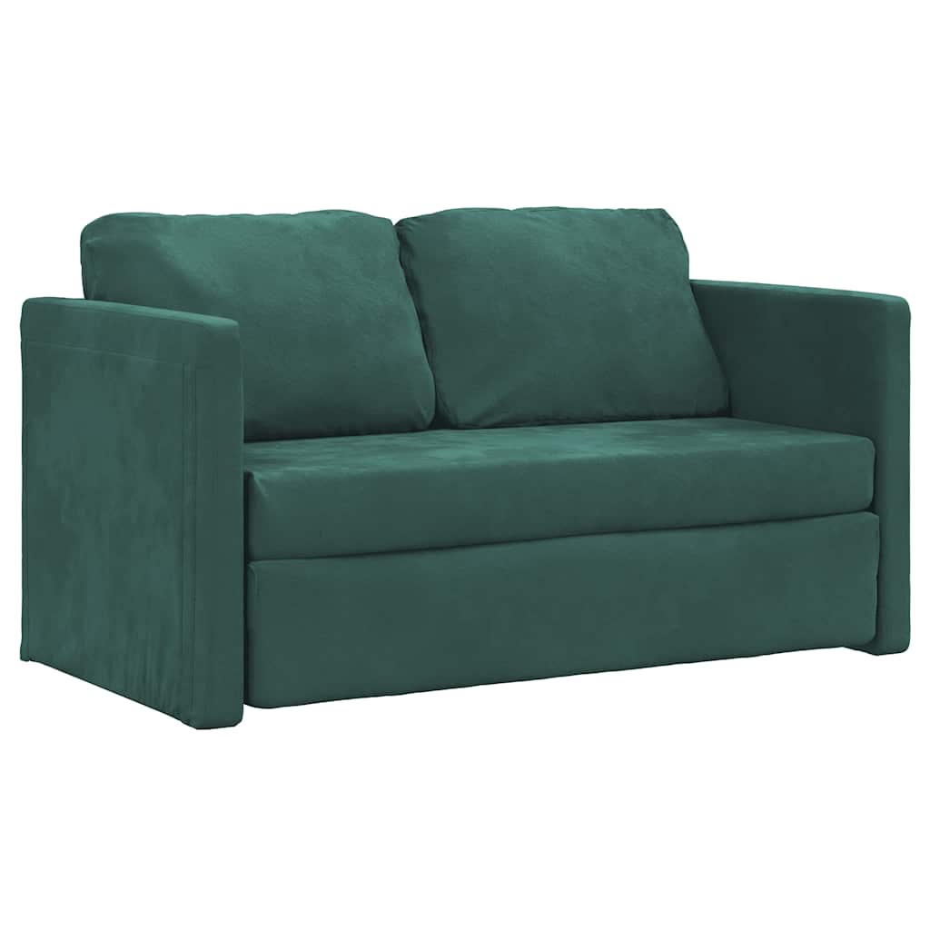 Canapé-lit 2 en 1 vert foncé 122x204x55 cm velours - XIOS