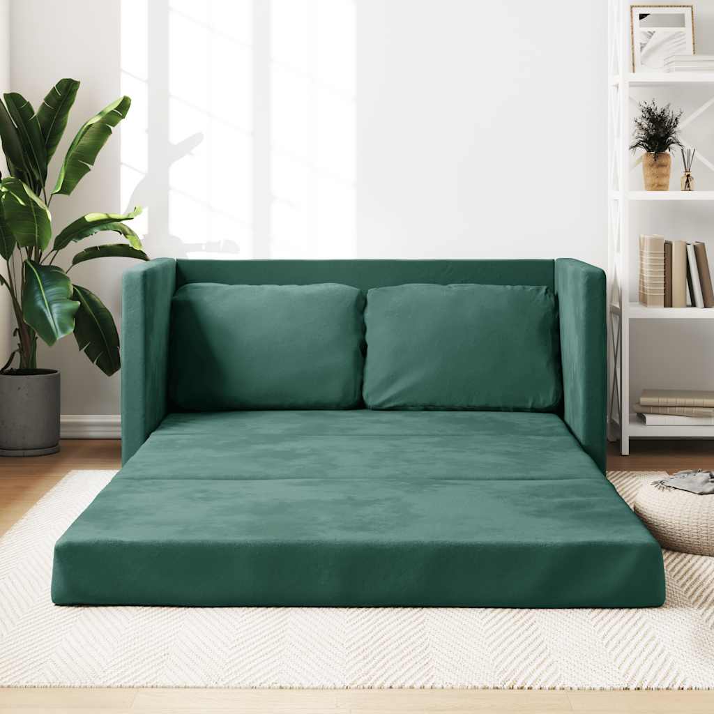 Canapé-lit 2 en 1 vert foncé 122x204x55 cm velours - XIOS