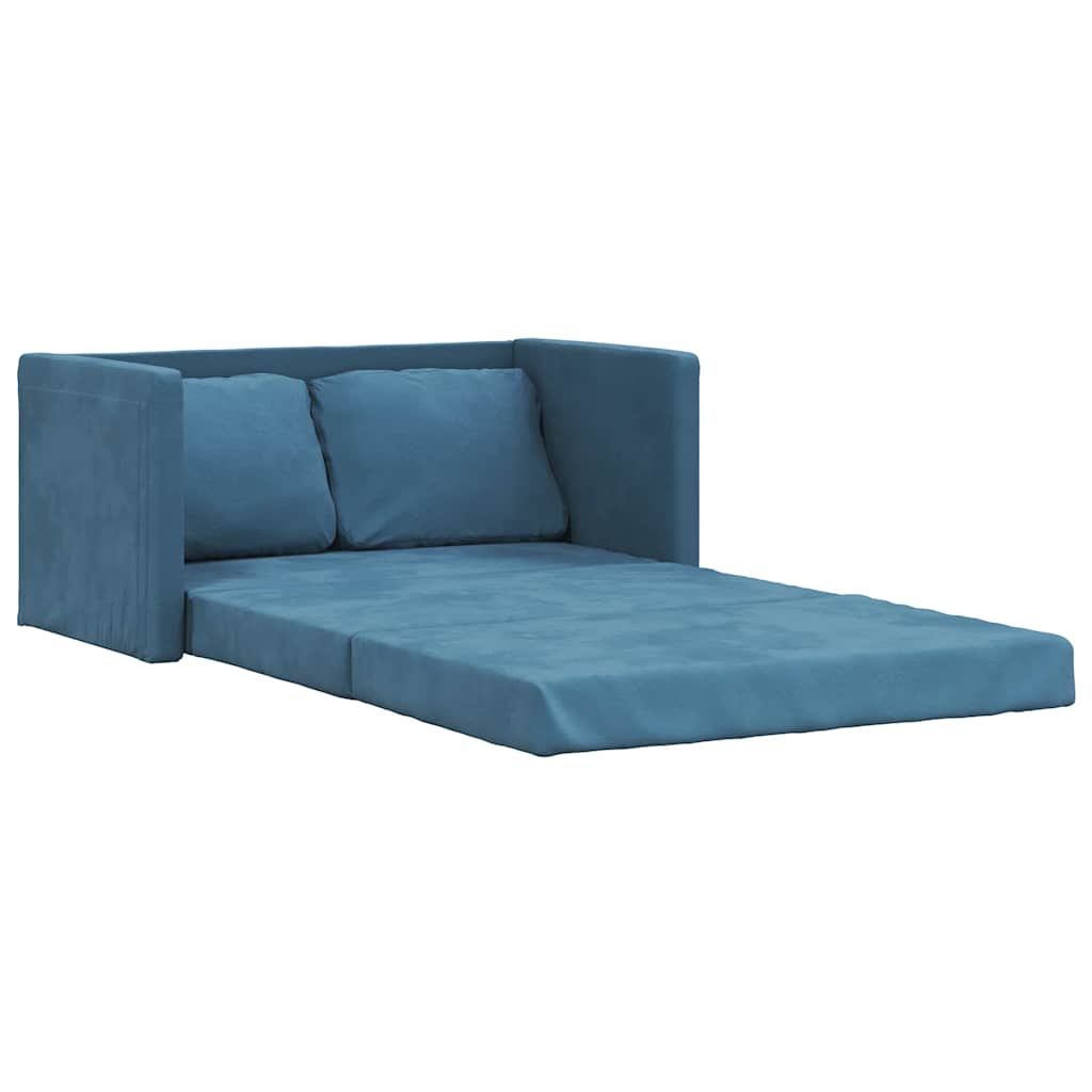 Canapé-lit 2 en 1 bleu 122x204x55 cm velours - XIOS