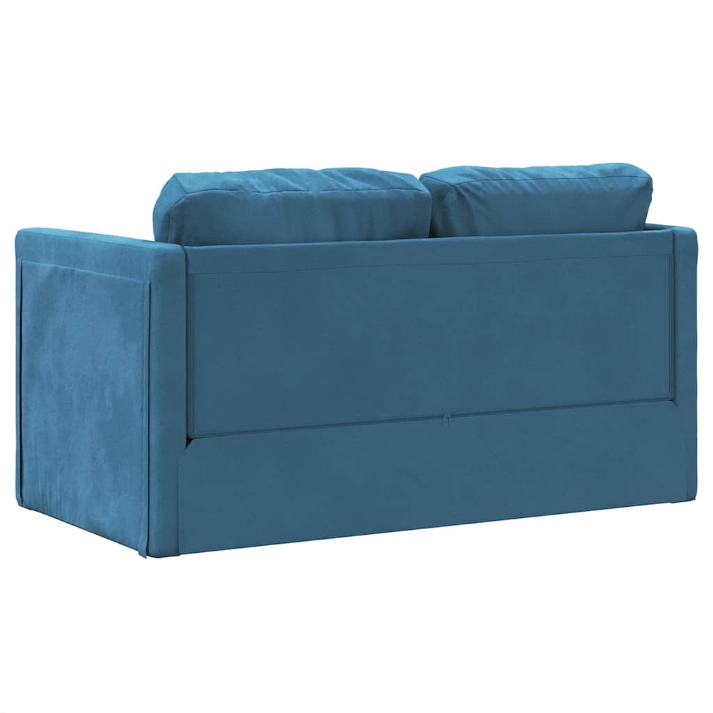 Canapé-lit 2 en 1 bleu 122x204x55 cm velours - XIOS