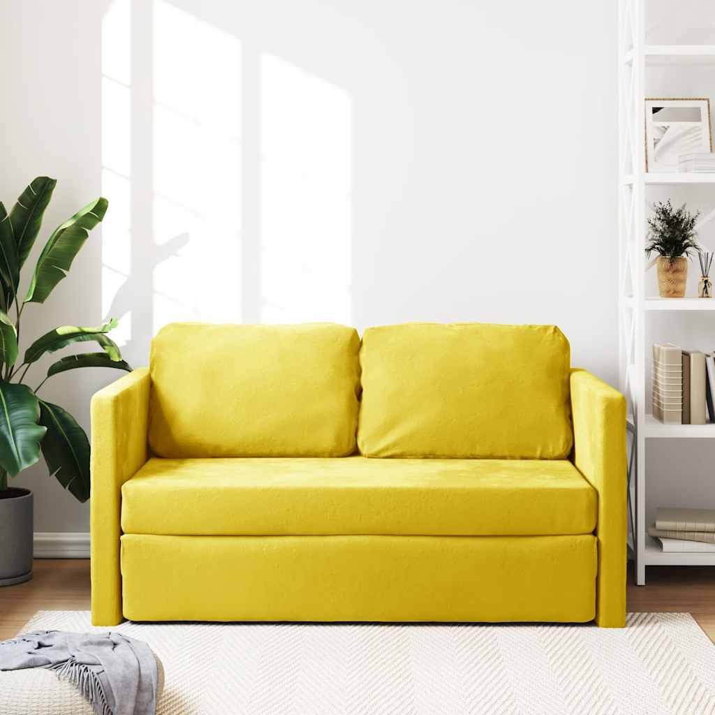 Canapé-lit 2 en 1 jaune foncé 122x204x55 cm velours - XIOS