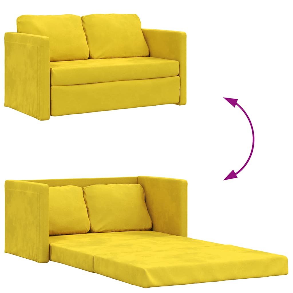 Canapé-lit 2 en 1 jaune foncé 122x204x55 cm velours - XIOS