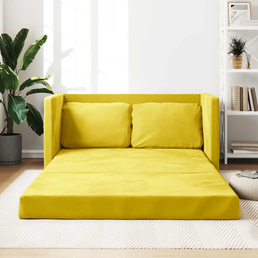 Canapé-lit 2 en 1 jaune foncé 122x204x55 cm velours - XIOS