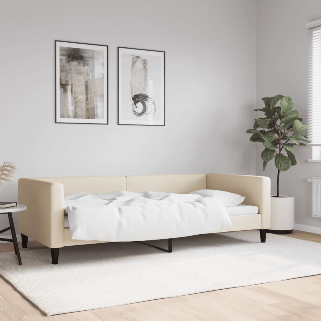 Lit de repos sans matelas crème 90x200 cm tissu - XIOS