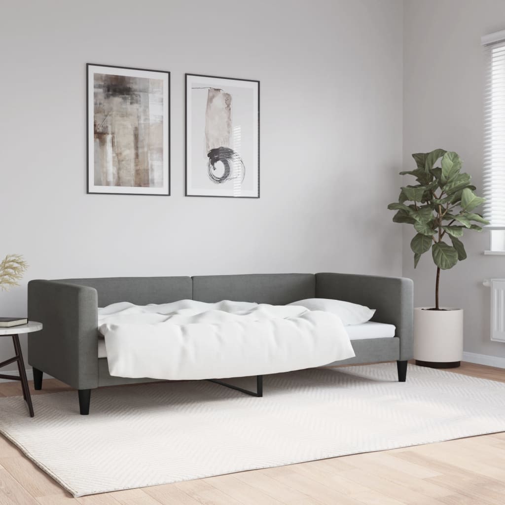 Lit de repos sans matelas gris foncé 90x190 cm tissu - XIOS