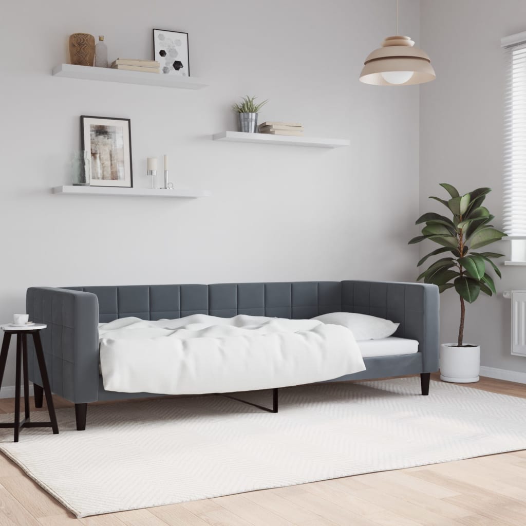 Lit de repos gris foncé 80x200 cm velours - XIOS