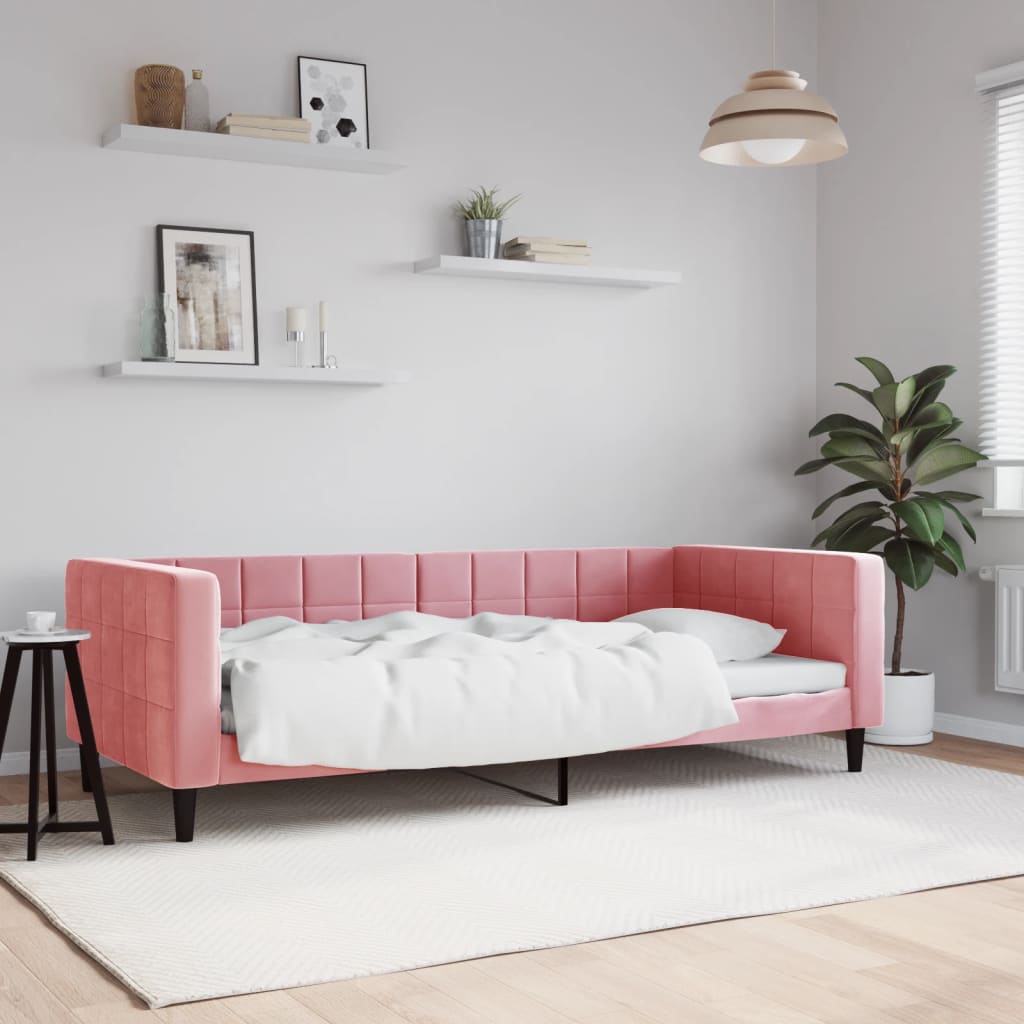 Lit de repos sans matelas rose 90x200 cm velours - XIOS