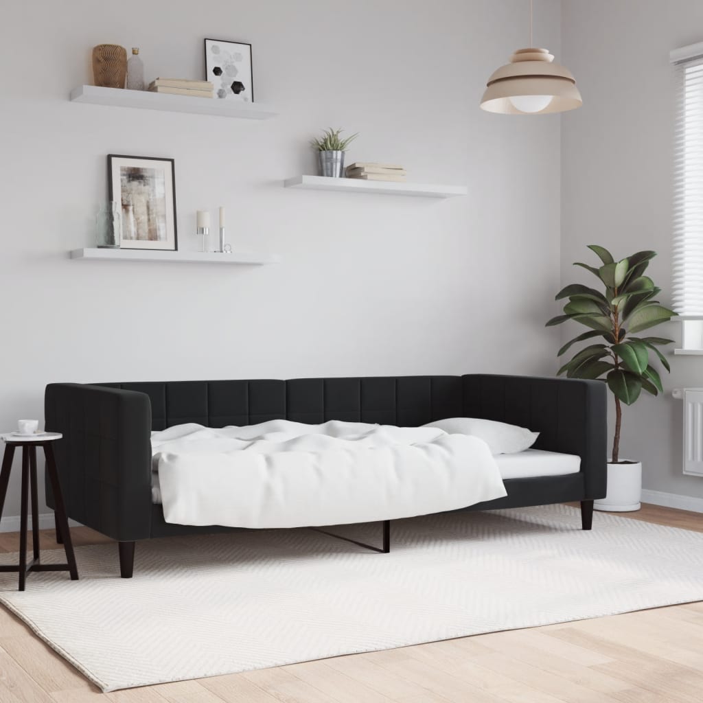 Lit de repos sans matelas noir 90x200 cm velours - XIOS