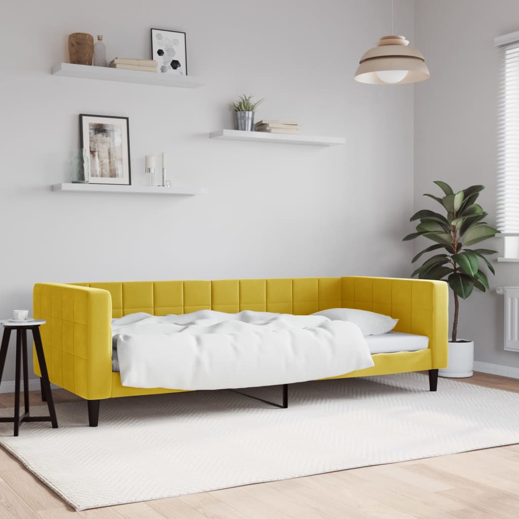 Lit de repos sans matelas jaune 90x200 cm velours - XIOS