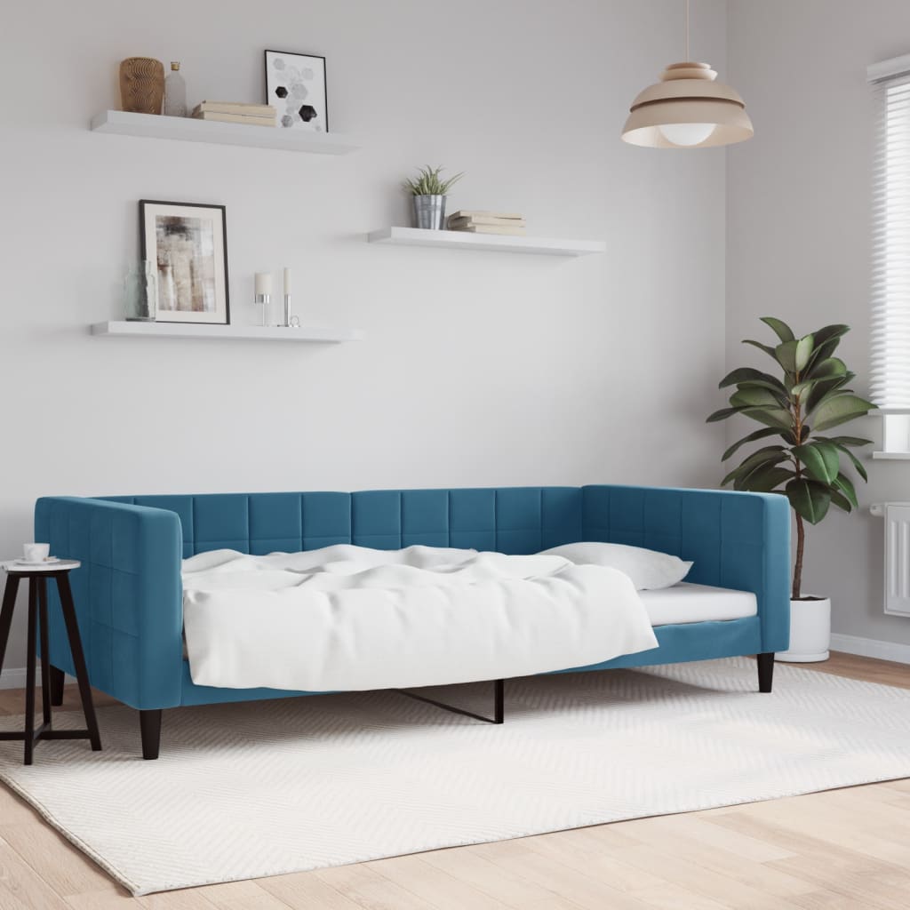 Lit de repos sans matelas bleu 100x200 cm velours - XIOS