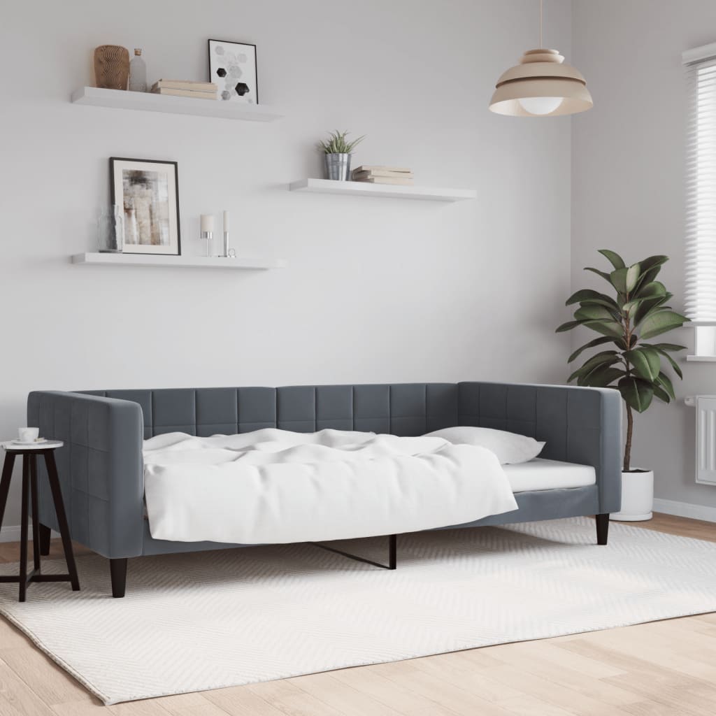 Lit de repos sans matelas gris foncé 100x200 cm velours - XIOS