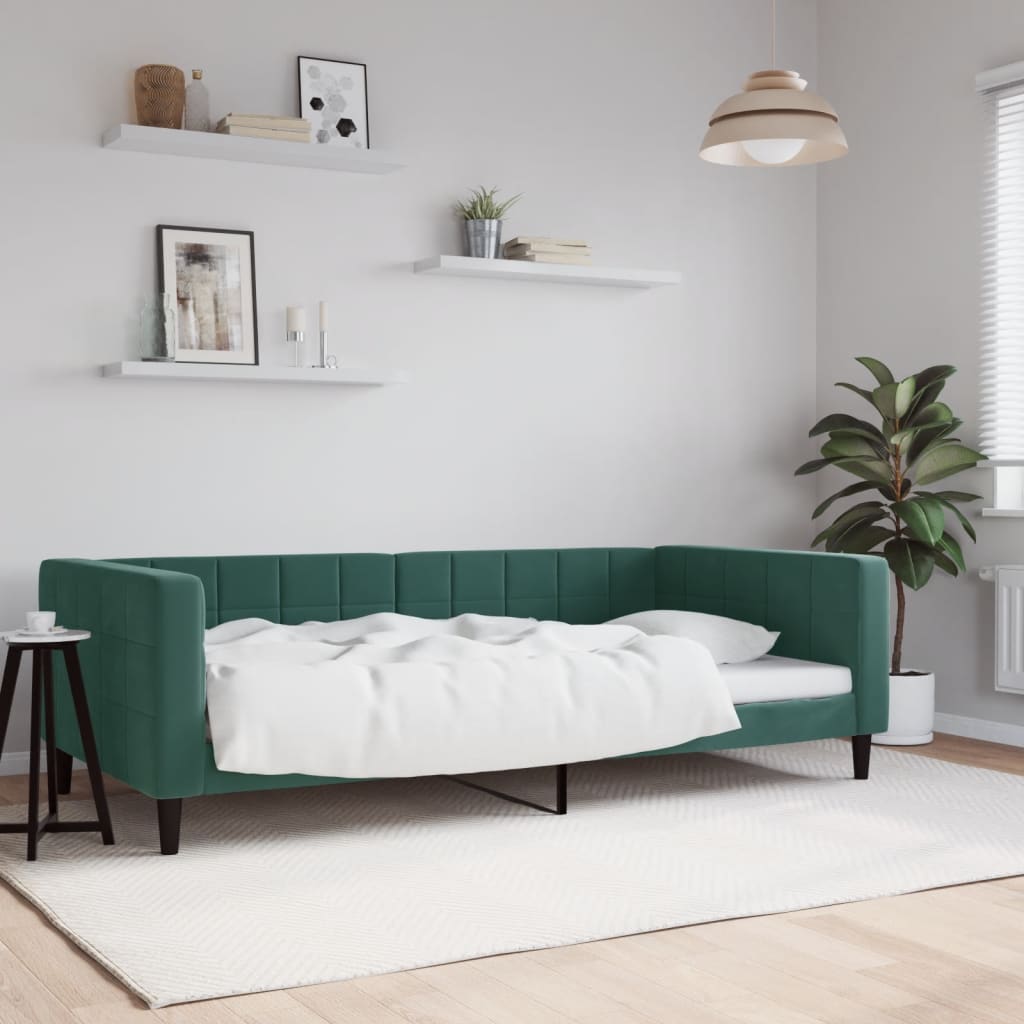 Lit de repos sans matelas vert foncé 100x200 cm velours - XIOS