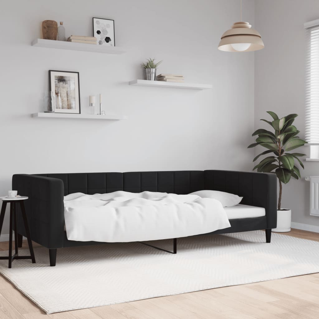 Lit de repos sans matelas noir 100x200 cm velours - XIOS