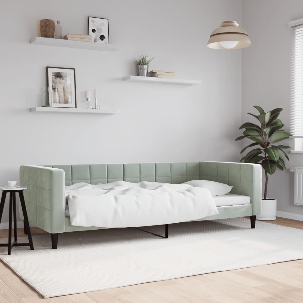 Lit de repos sans matelas gris clair 90x190 cm velours - XIOS