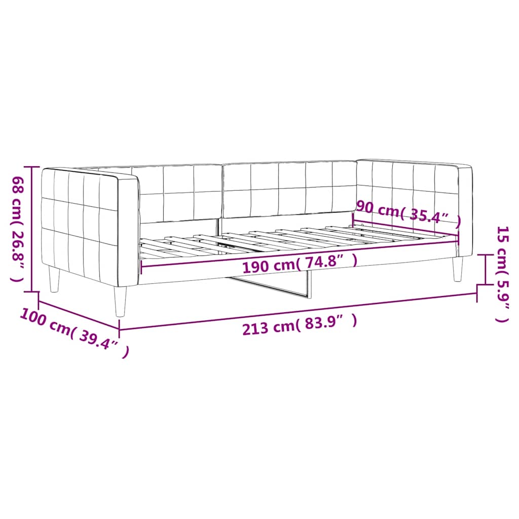 Lit de repos gris foncé 90x190 cm velours - XIOS