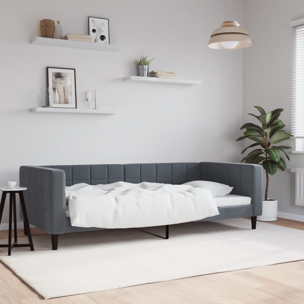 Lit de repos gris foncé 90x190 cm velours - XIOS