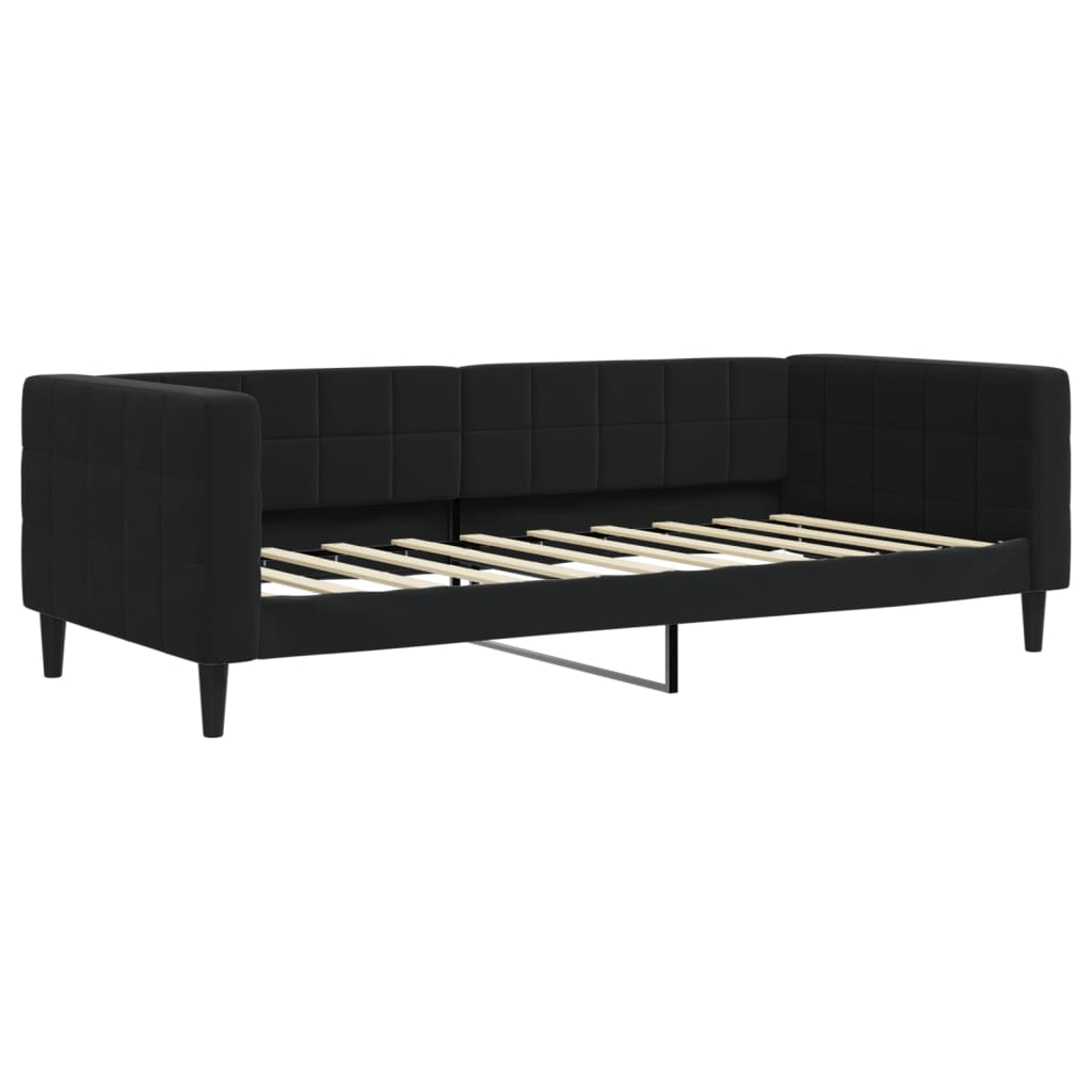 Lit de repos sans matelas noir 90x190 cm velours - XIOS