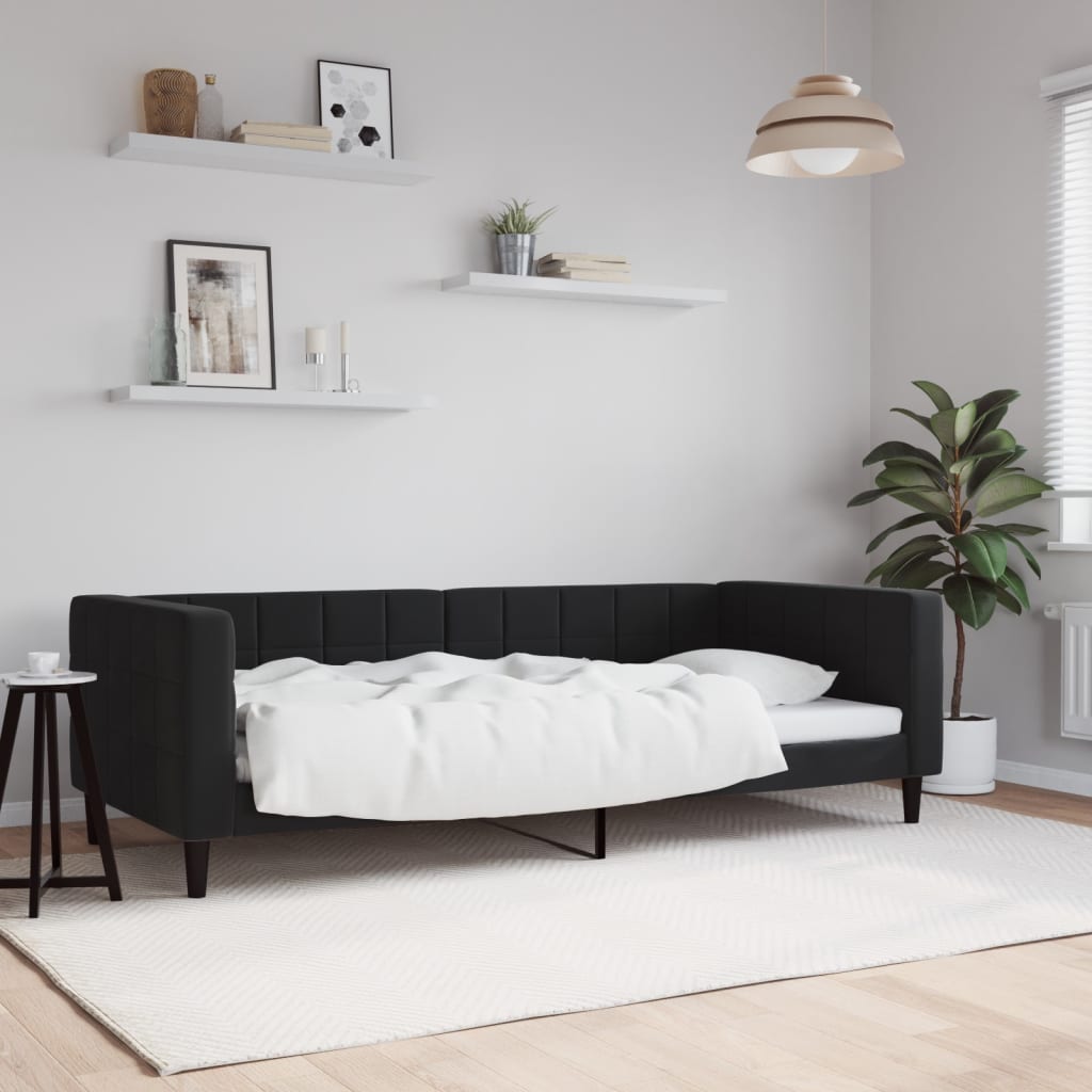 Lit de repos sans matelas noir 90x190 cm velours - XIOS