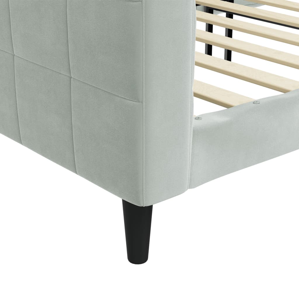 Lit de jour gris clair 100x190 cm velours - XIOS