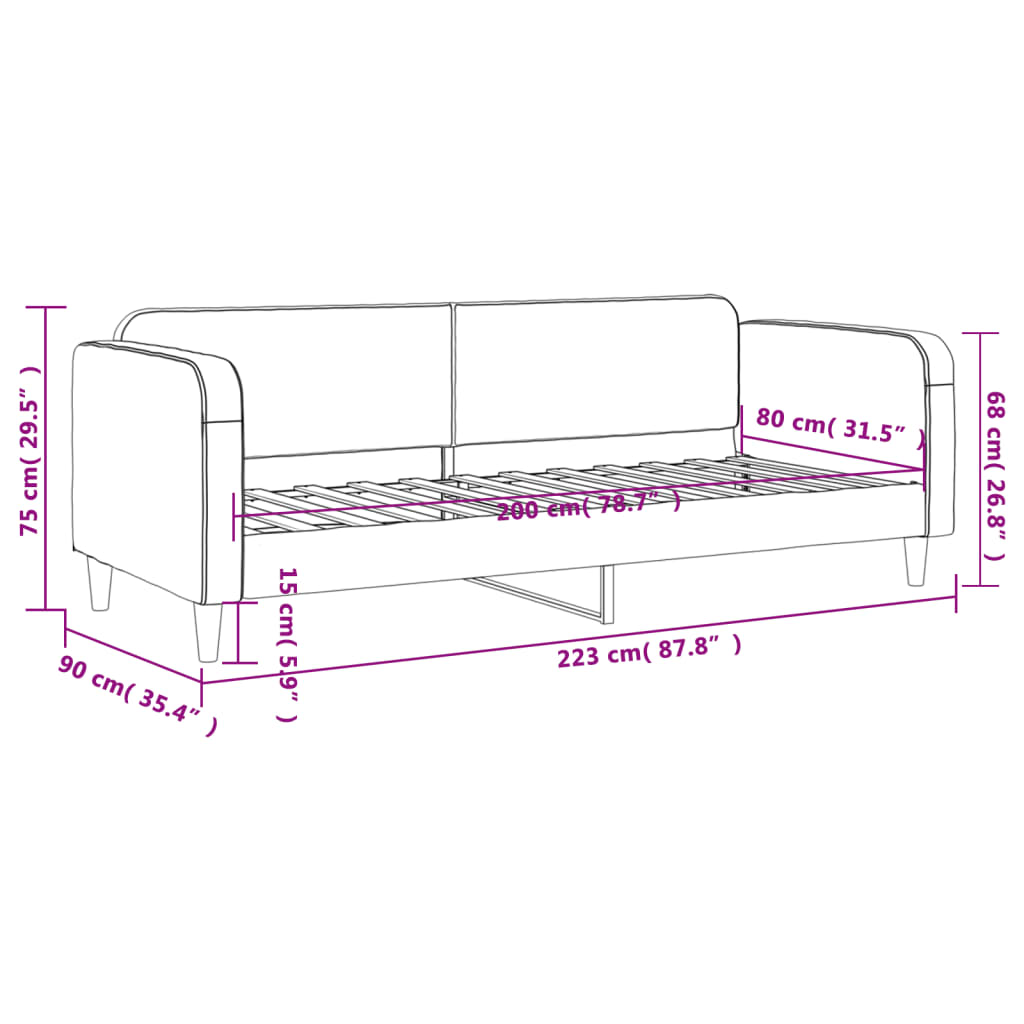 Lit de repos sans matelas gris foncé 80x200 cm tissu - XIOS
