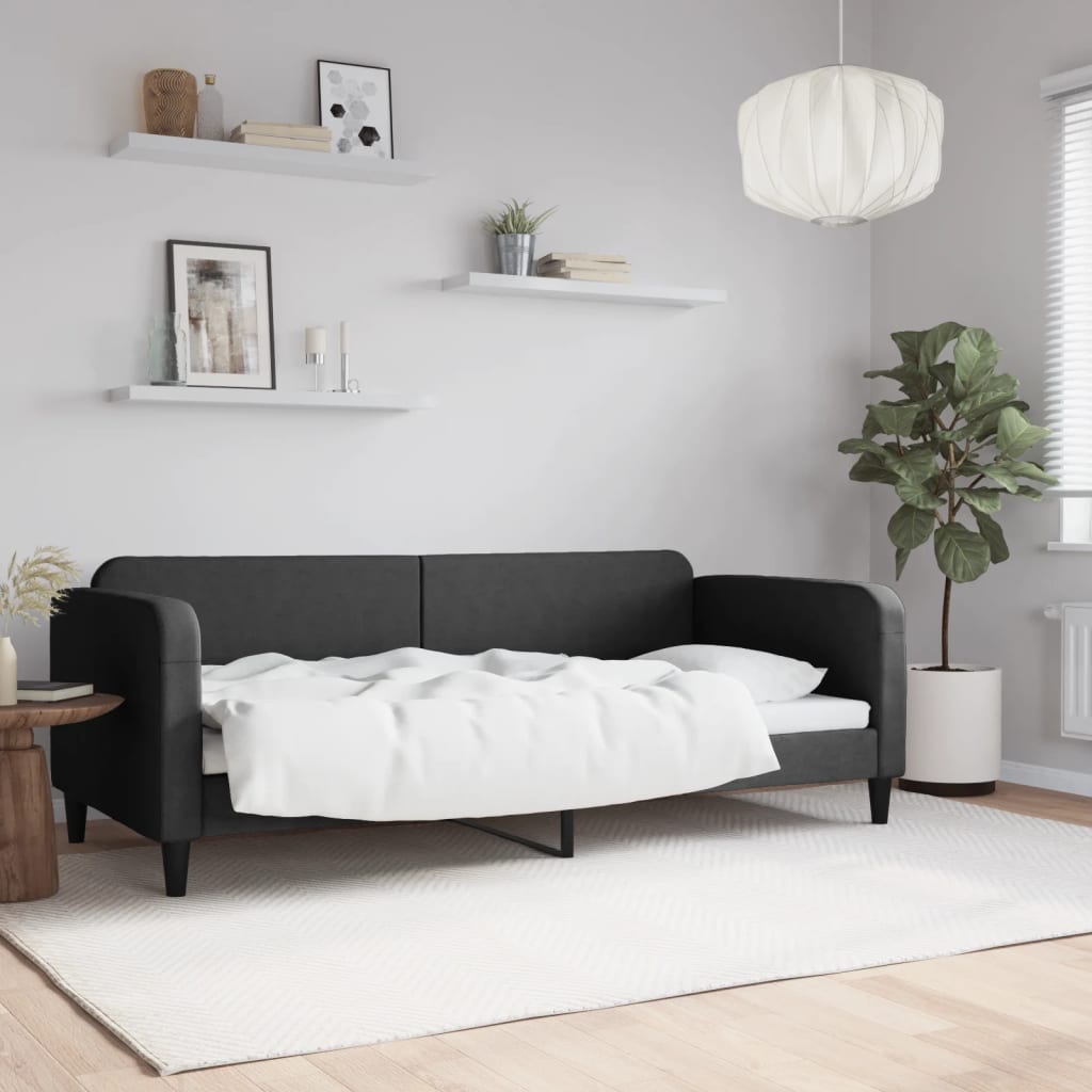 Lit de repos sans matelas noir 90x200 cm tissu - XIOS