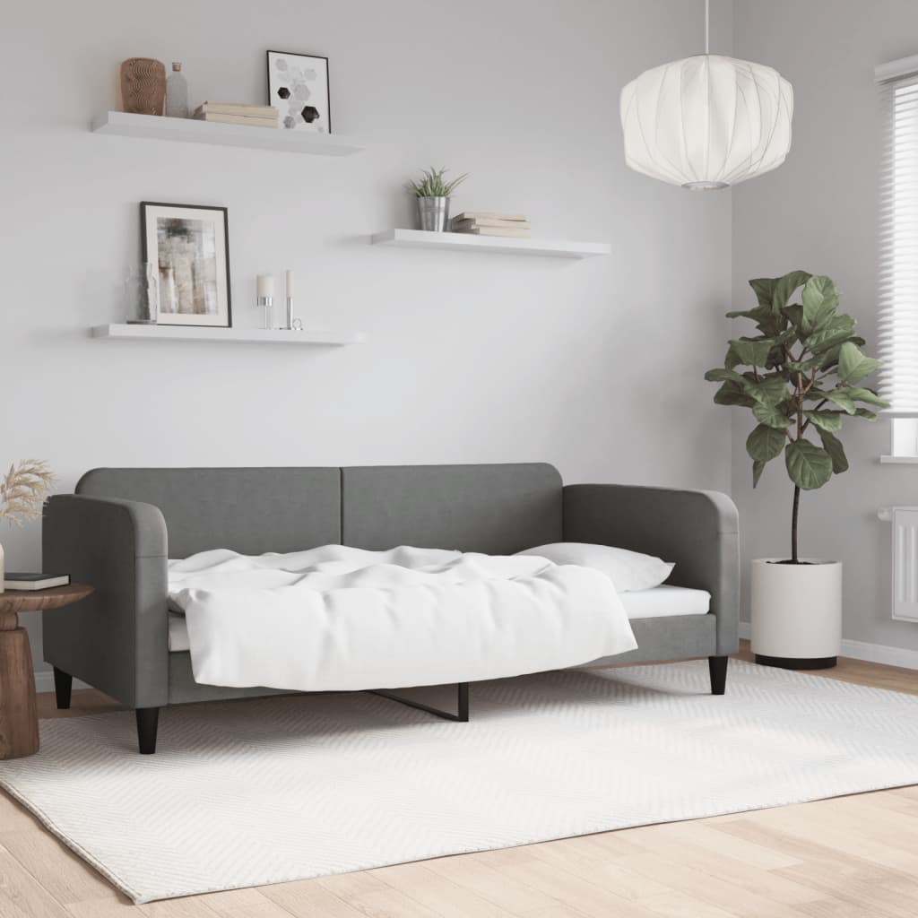 Lit de repos sans matelas gris foncé 90x190 cm tissu - XIOS